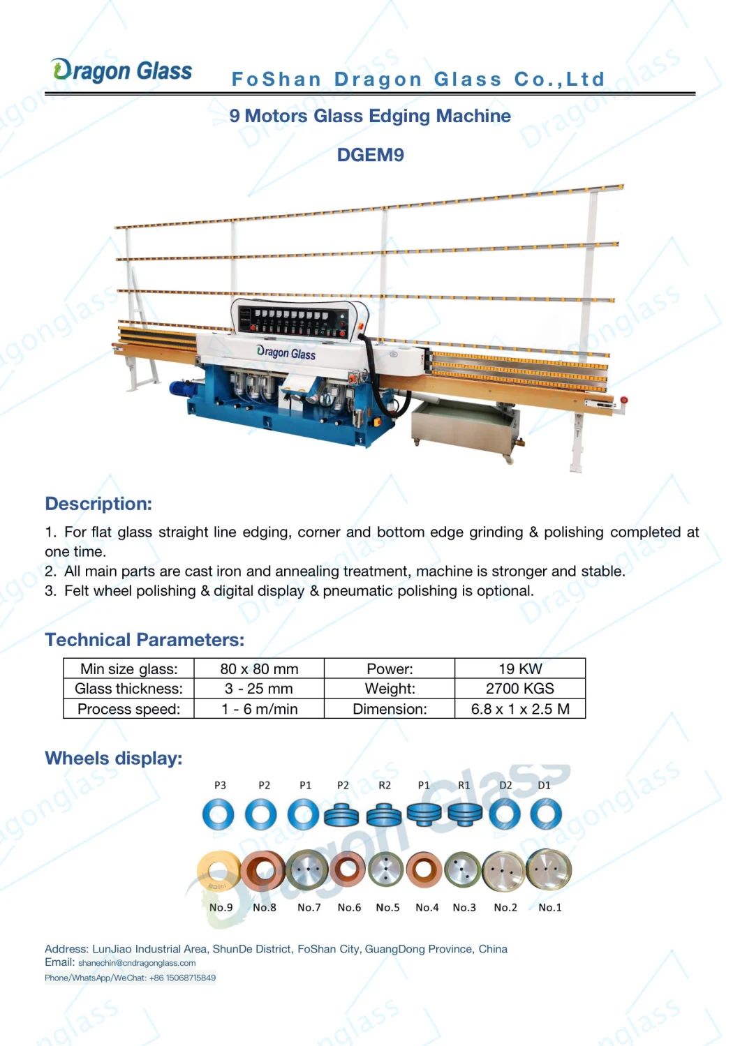 9 Motors Automatic Control Flat Glass Straight Line Edge Grinding Polishing Machine Processing Machine